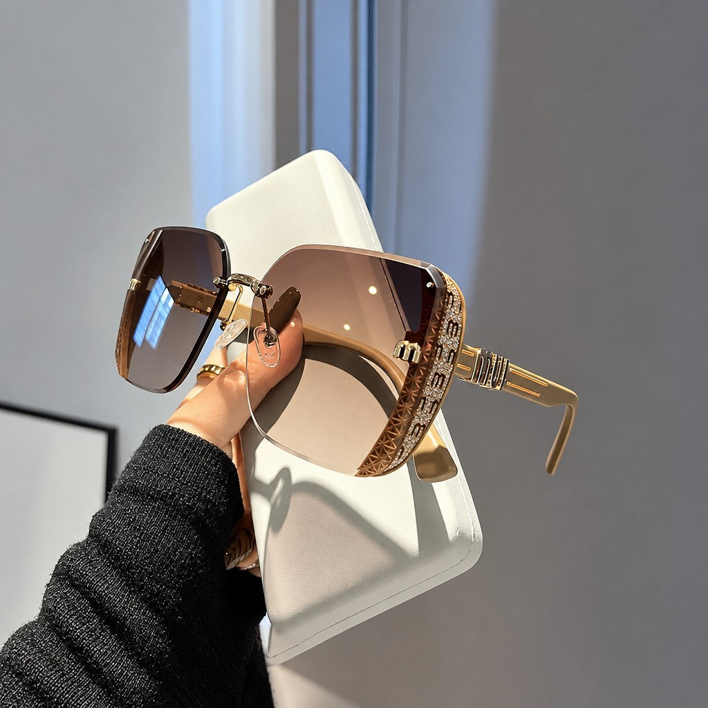 Classy Rhinestone Rim Square Sunglasses