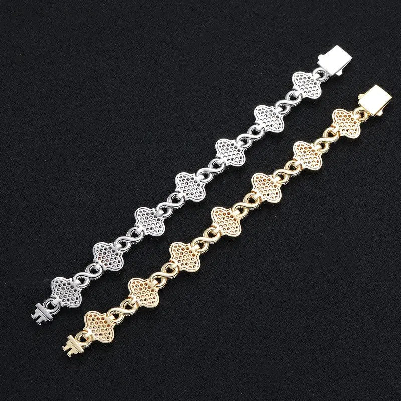 Elegant Multicolor Pave Clover Bracelet