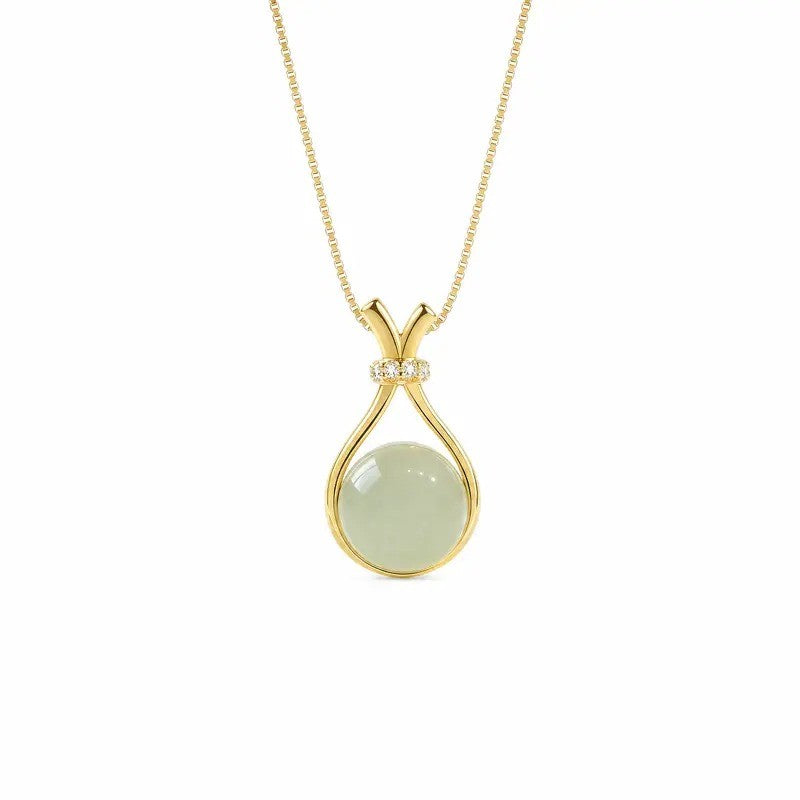 Elegant Jade Teardrop Pendant Necklace