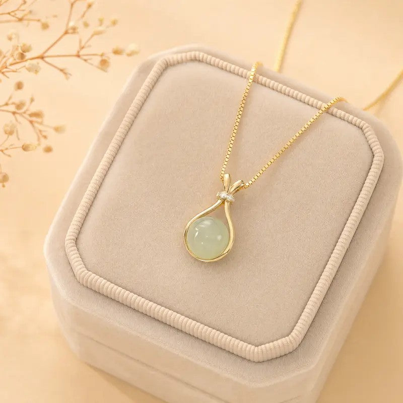 Elegant Jade Teardrop Pendant Necklace