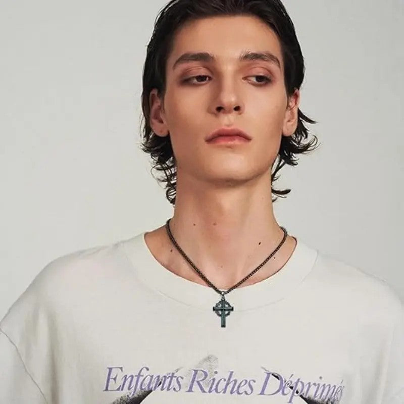 Vintage Inspired Turquoise Cross Necklace