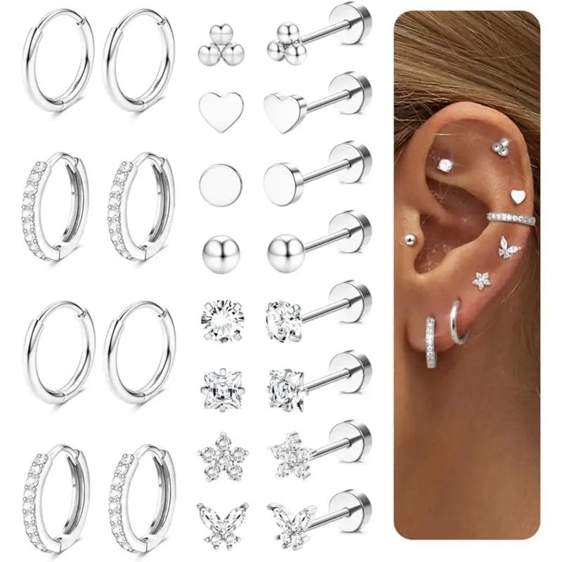 12pc Dainty Mixed Motif Earring Set