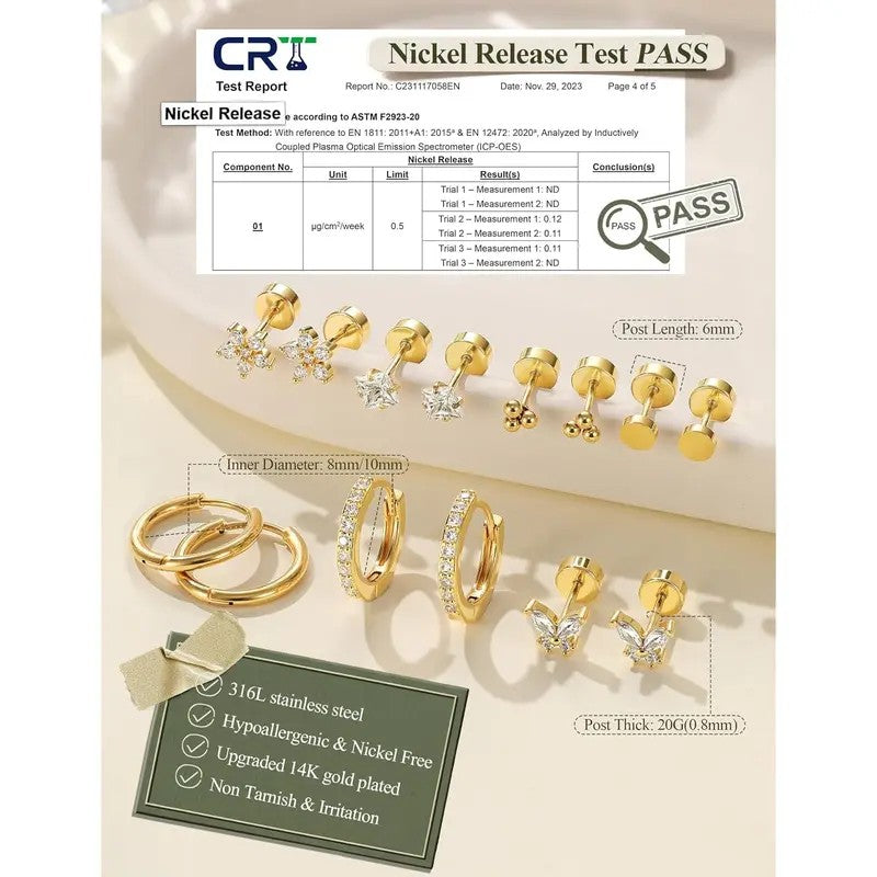12pc Dainty Mixed Motif Earring Set