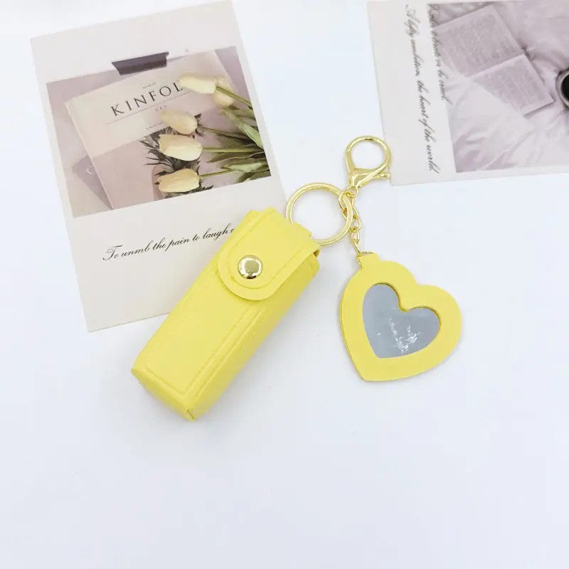 Romantic Heart Mirror Lip Balm Keychain
