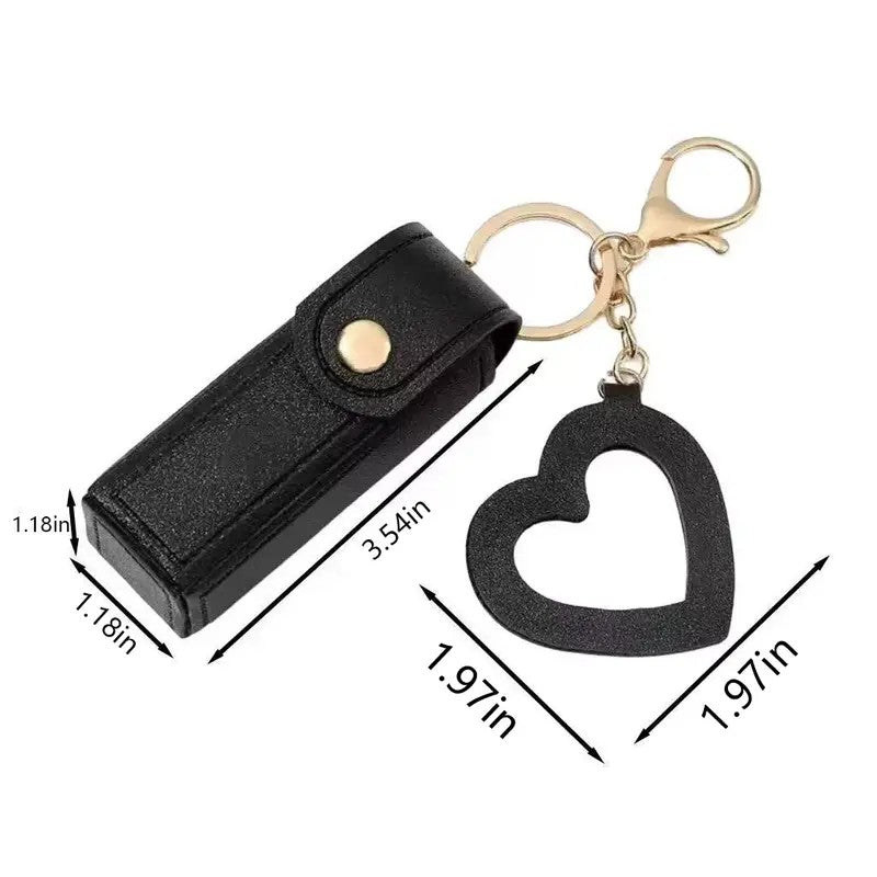 Romantic Heart Mirror Lip Balm Keychain