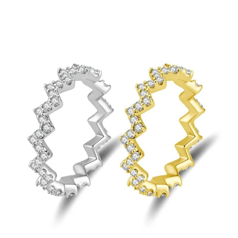 Dainty Zigzag Pave Wave Ring