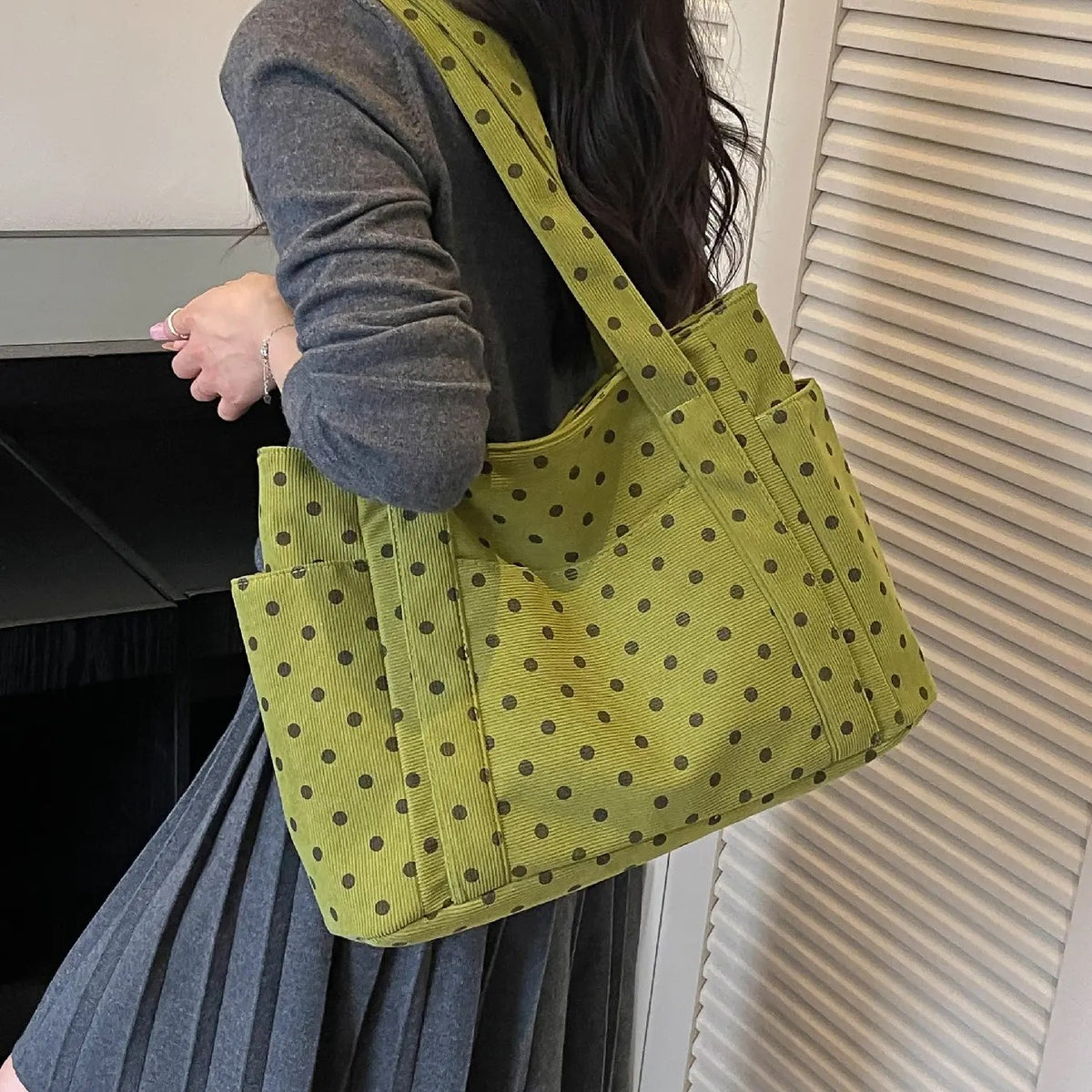Classy Polka Dot Multi-Pocket Tote