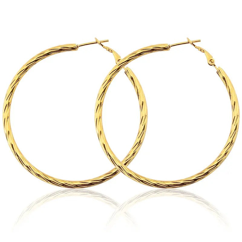 14k Elegant Twisted Rope Hoop Earrings