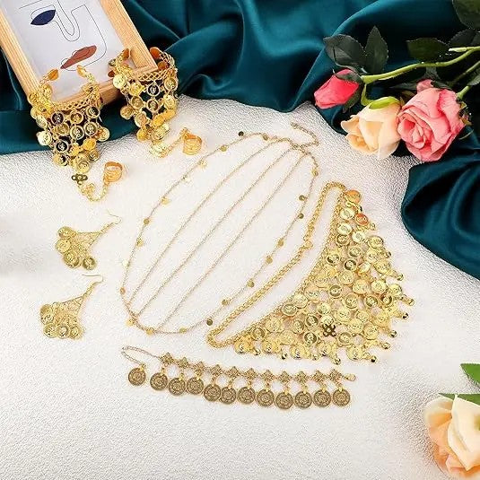 Boho Coin Fringe Headpiece, Necklace & Earring Set