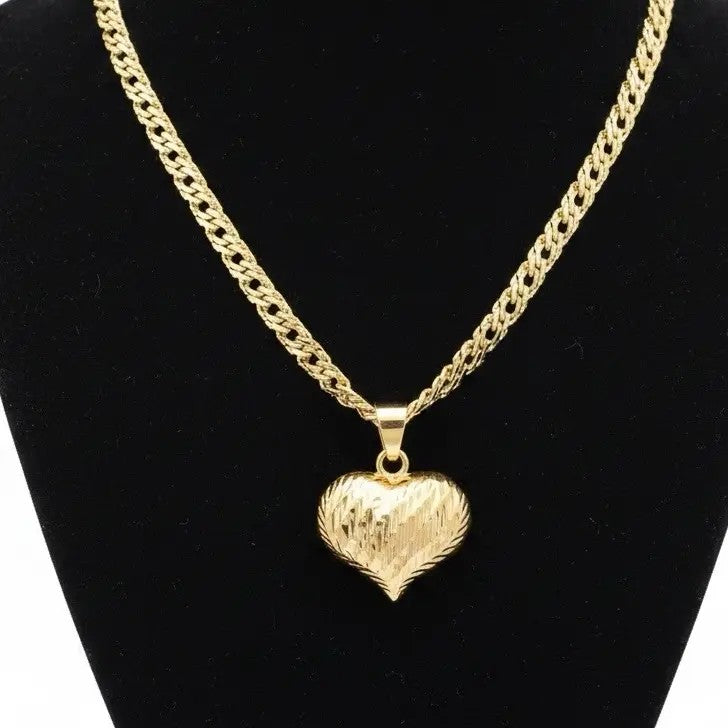 Elegant Textured Heart Necklace
