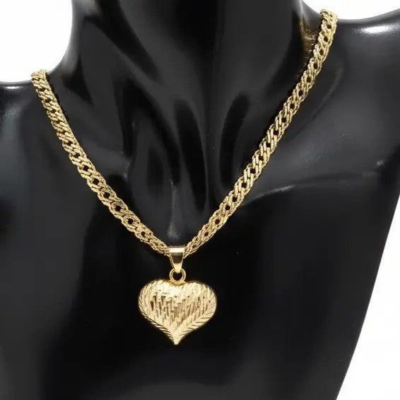 Elegant Textured Heart Necklace