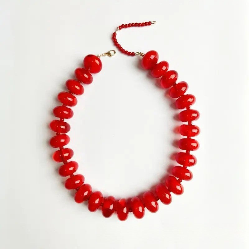 Classy Red Acrylic Bead Necklace