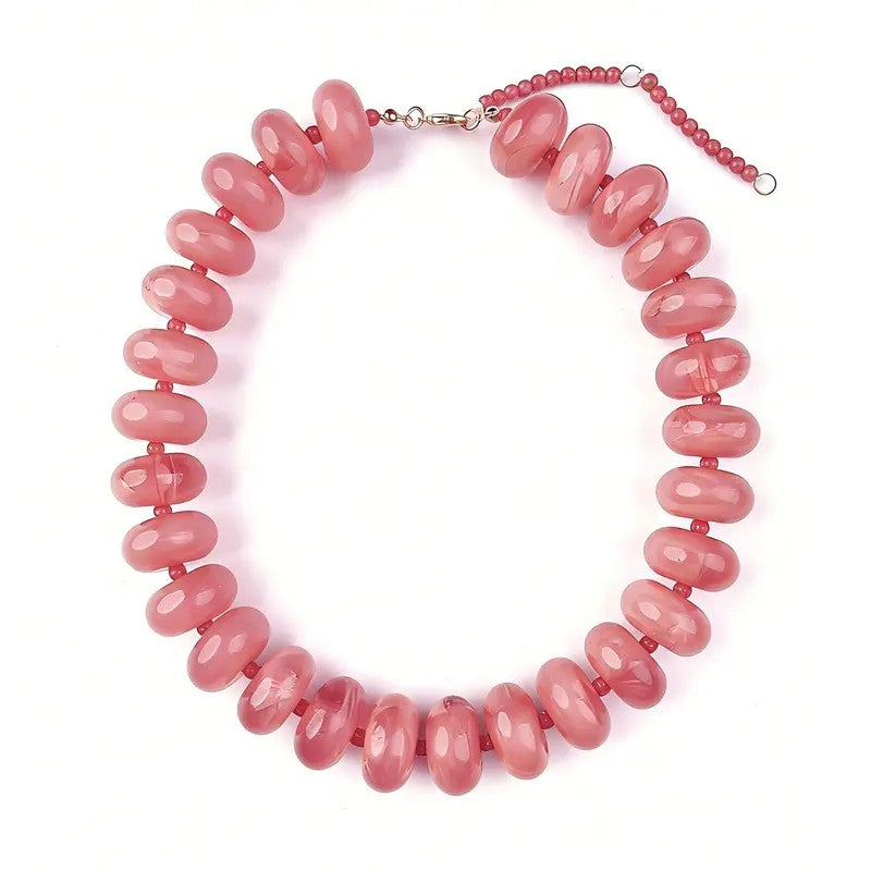 Classy Red Acrylic Bead Necklace