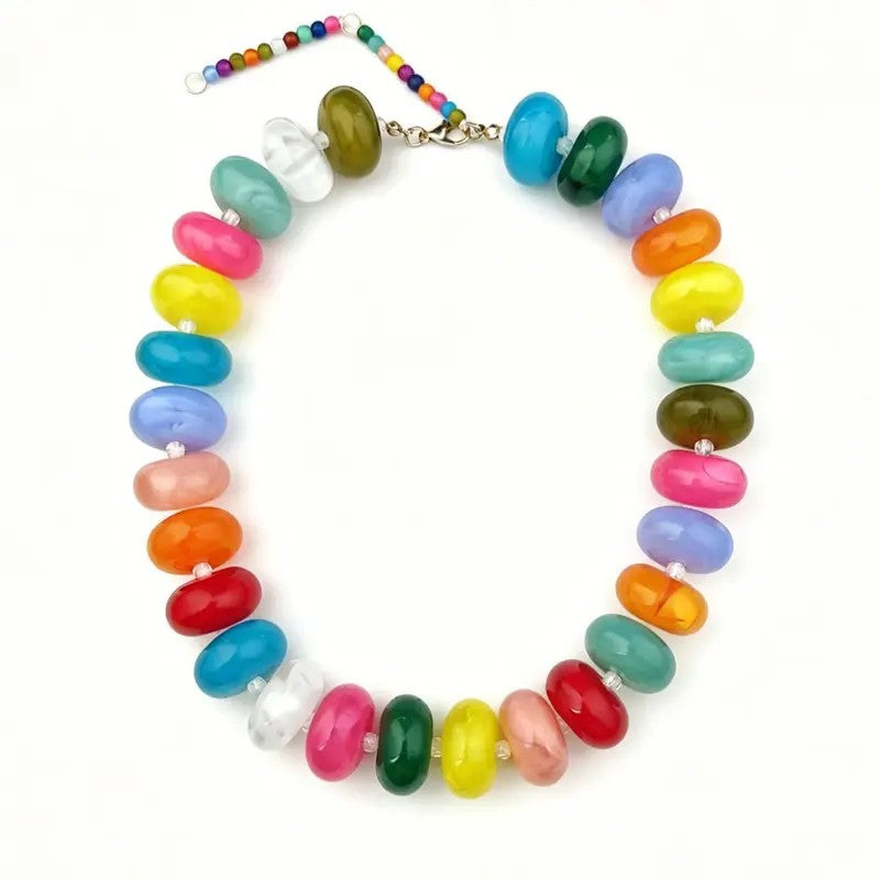 Classy Red Acrylic Bead Necklace