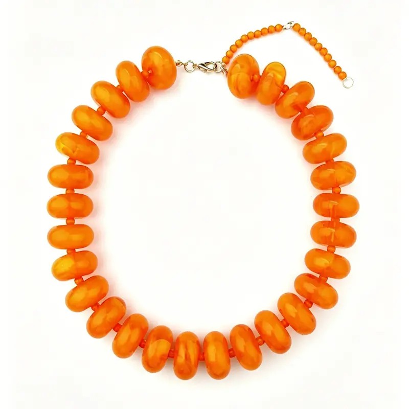 Classy Red Acrylic Bead Necklace