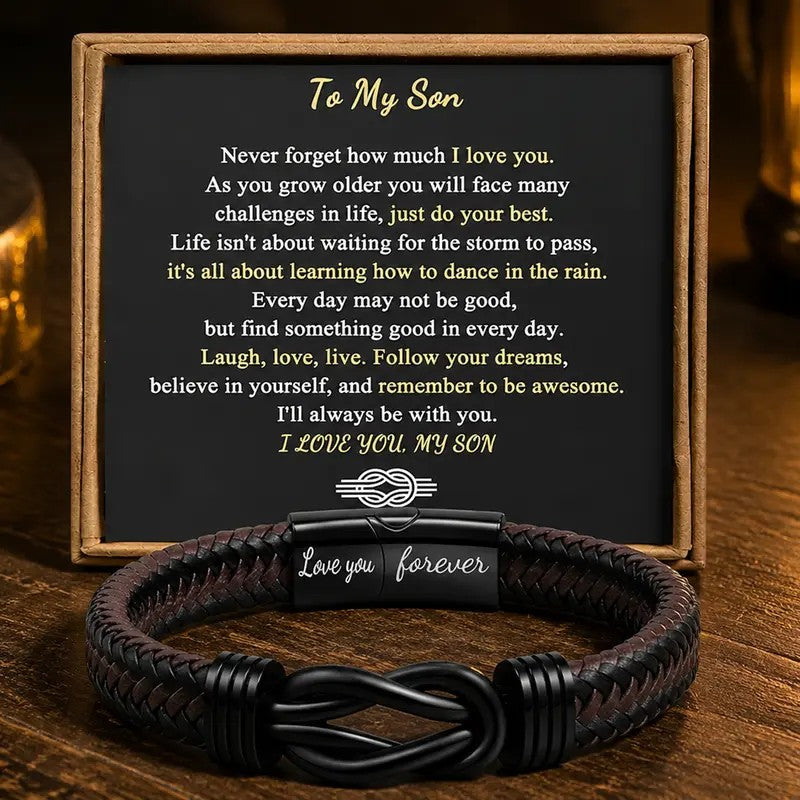 Braided Leather Infinity Bracelet