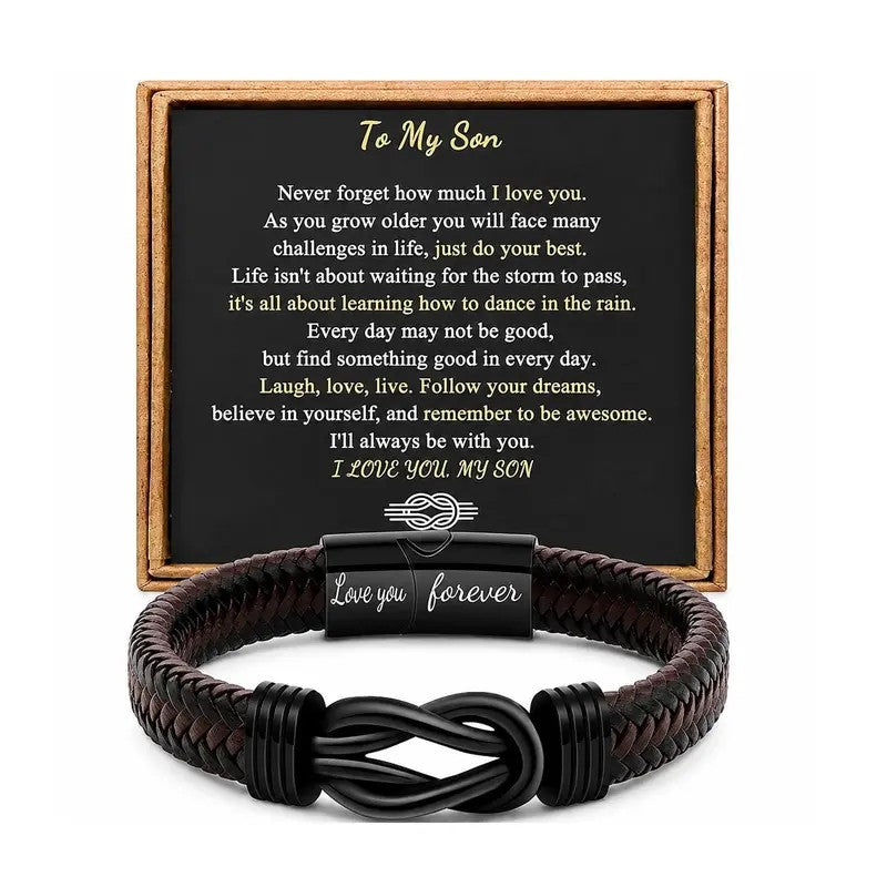 Braided Leather Infinity Bracelet