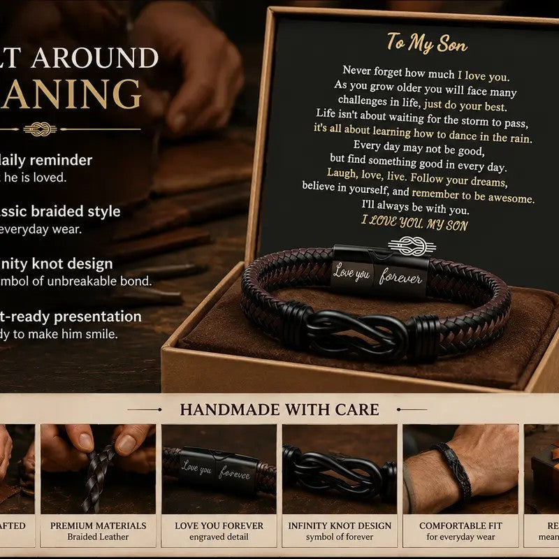 Braided Leather Infinity Bracelet