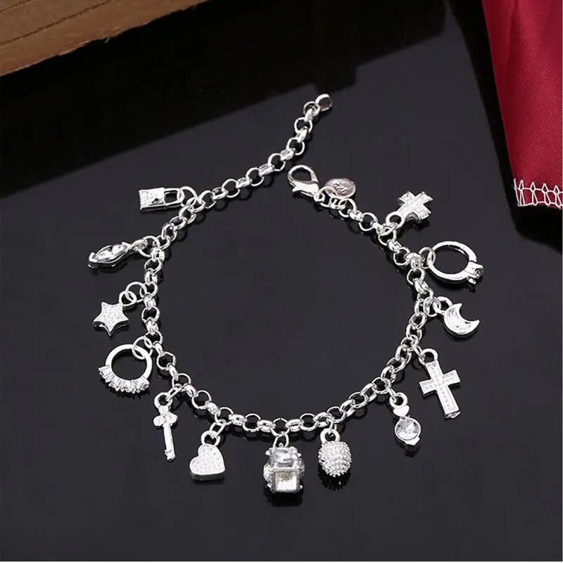 Romantic Multi-Charm Link Bracelet