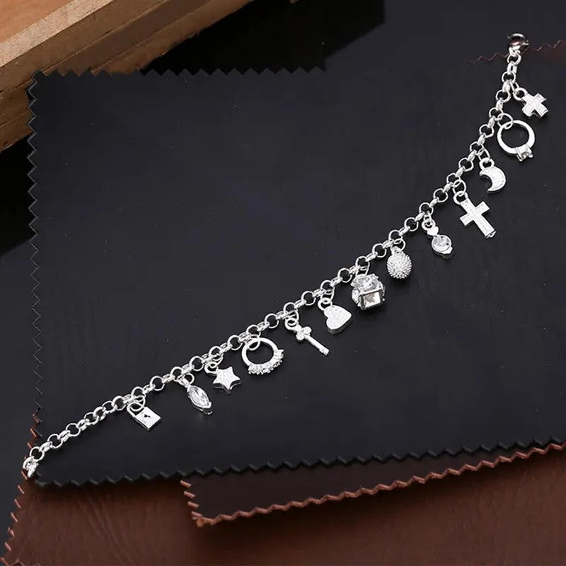 Romantic Multi-Charm Link Bracelet