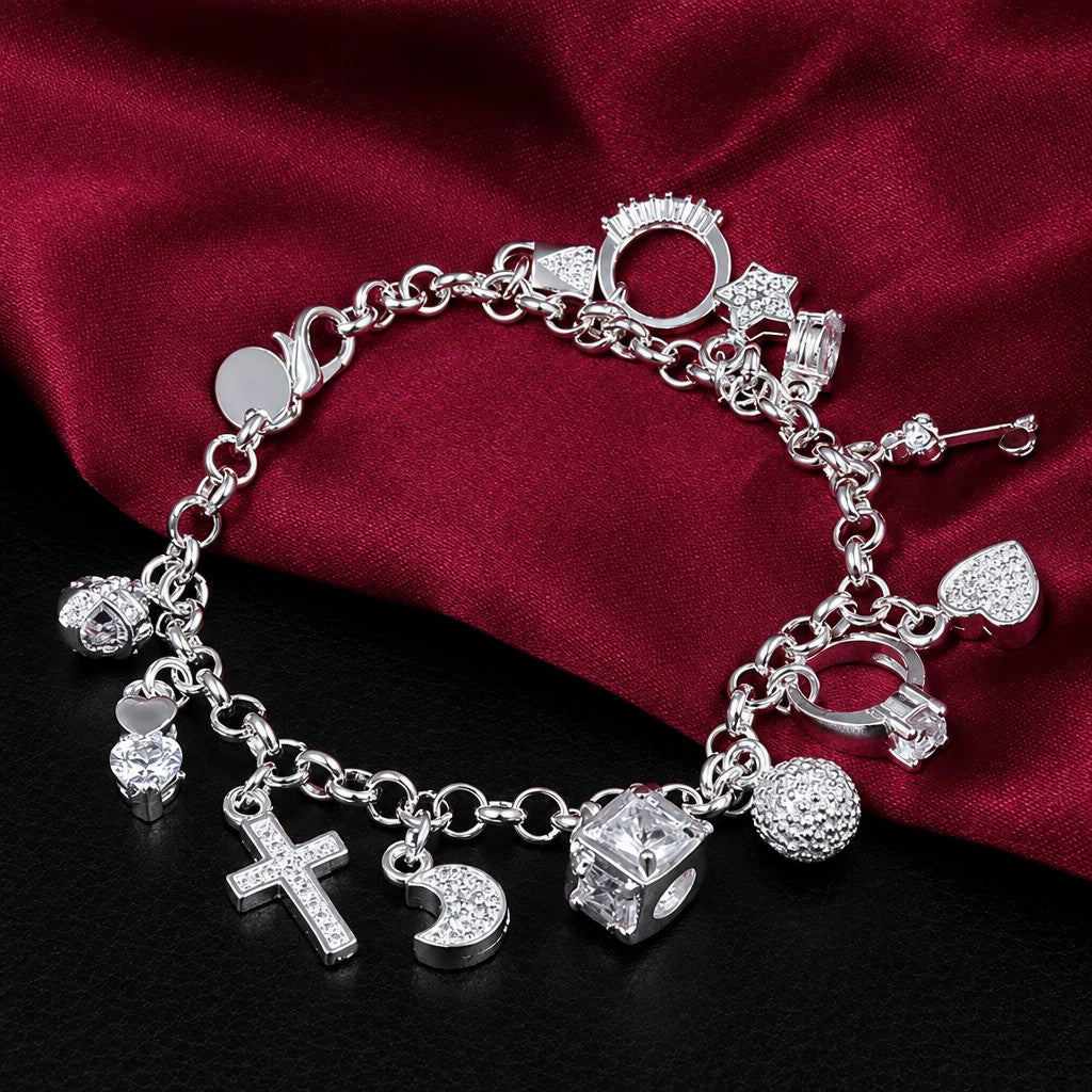 Romantic Multi-Charm Link Bracelet