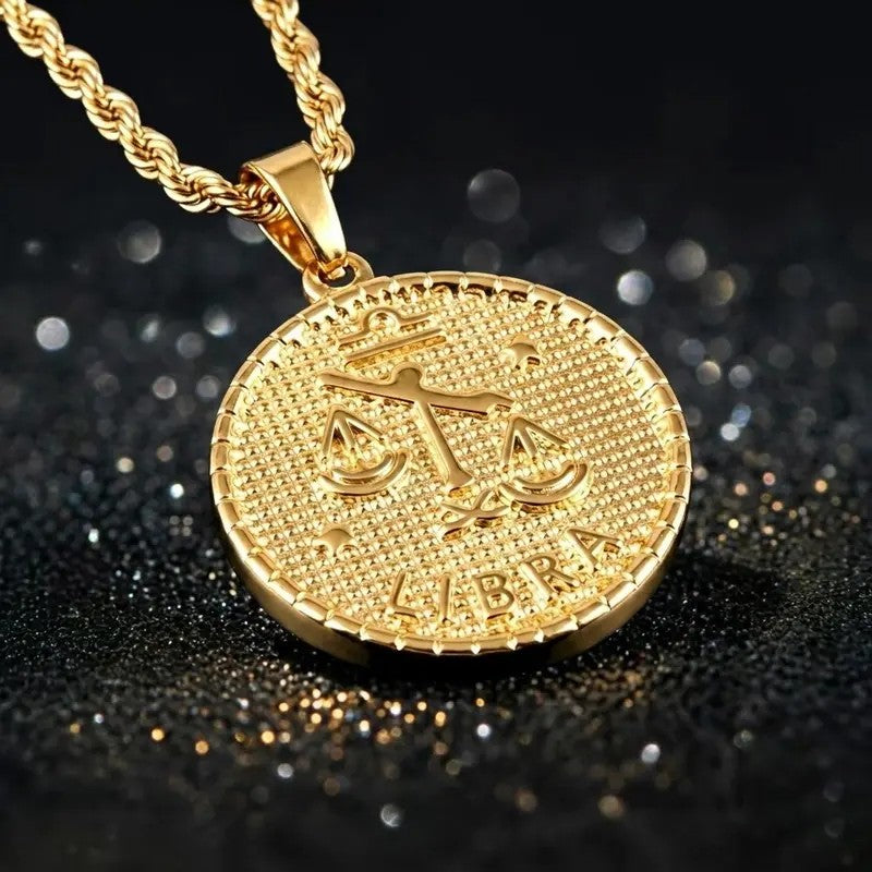 Retro Libra Coin Pendant Necklace