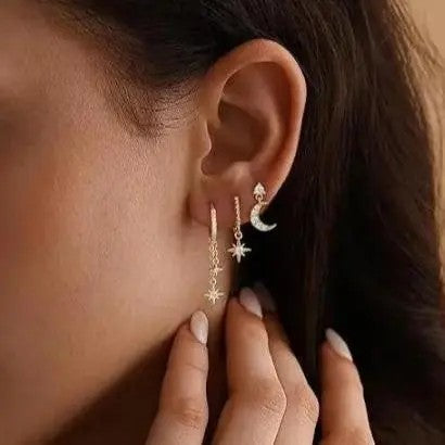6pc Elegant Moon Star Earring Set
