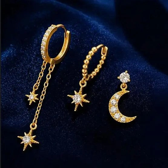 6pc Elegant Moon Star Earring Set