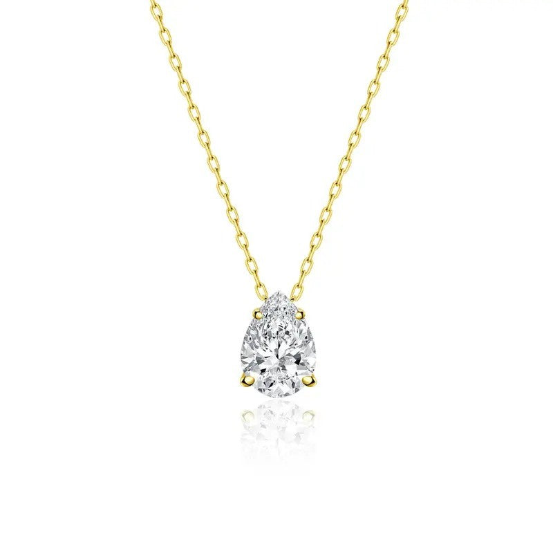 Elegant Pear Moissanite Necklace & Huggie Earring Set