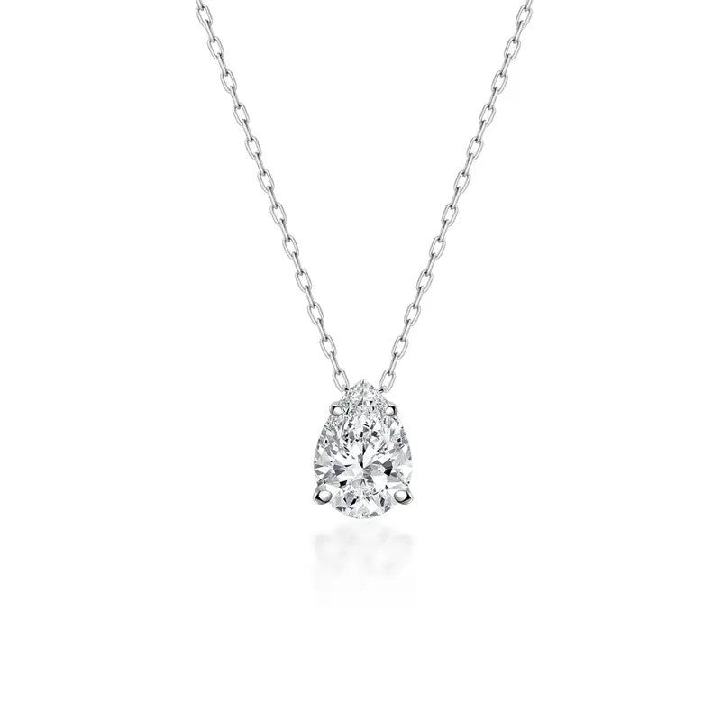 Elegant Pear Moissanite Necklace & Huggie Earring Set