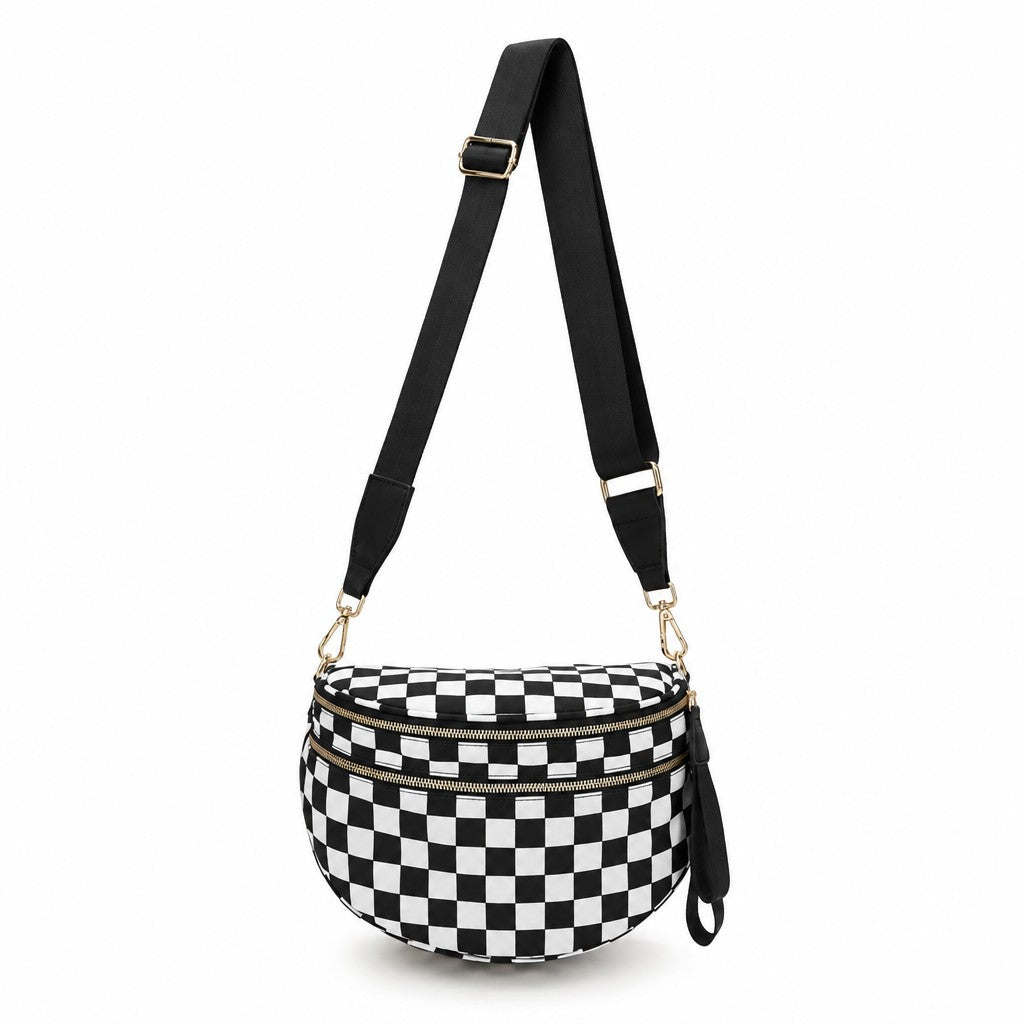 Trendy Checkerboard Nylon Crossbody Bag
