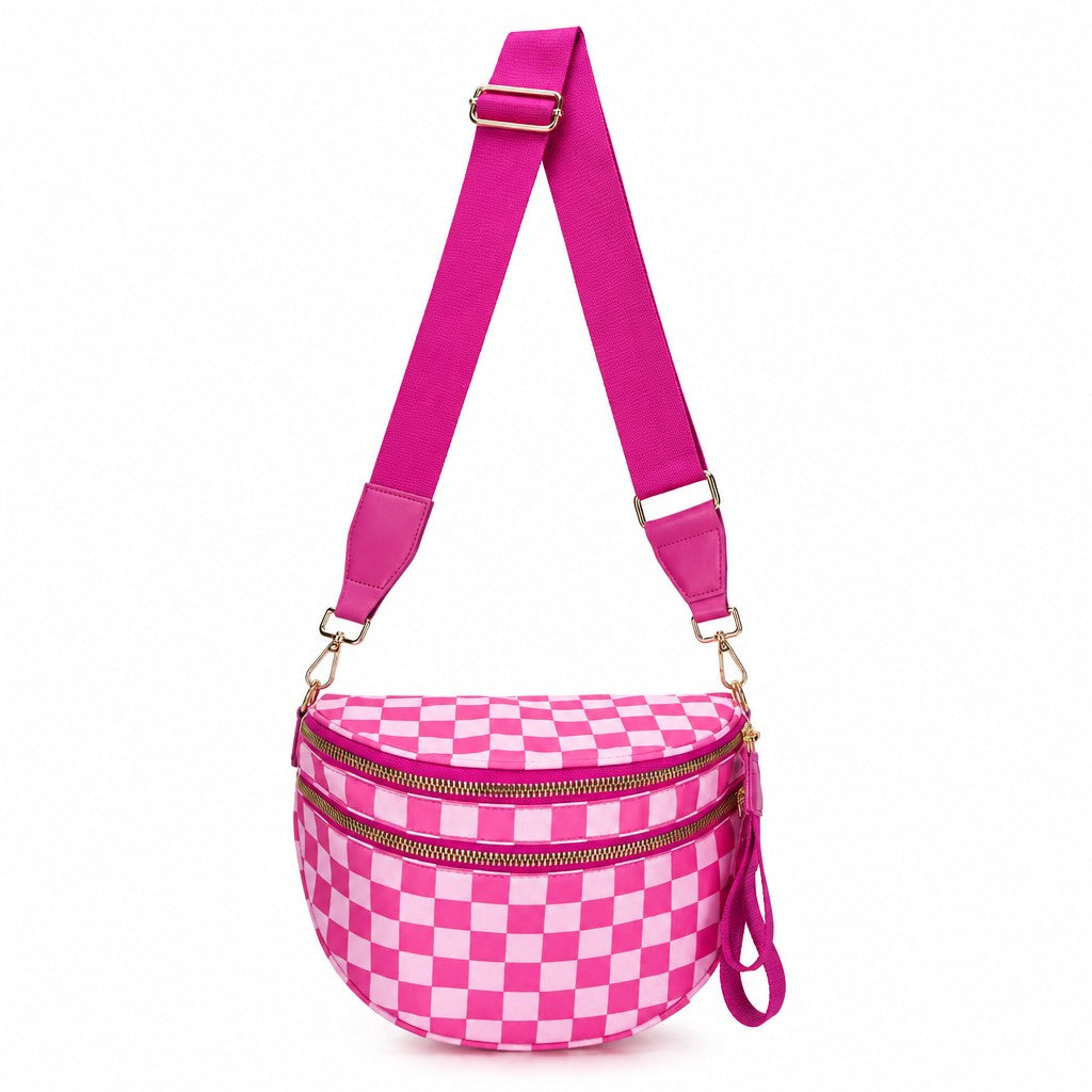 Trendy Checkerboard Nylon Crossbody Bag