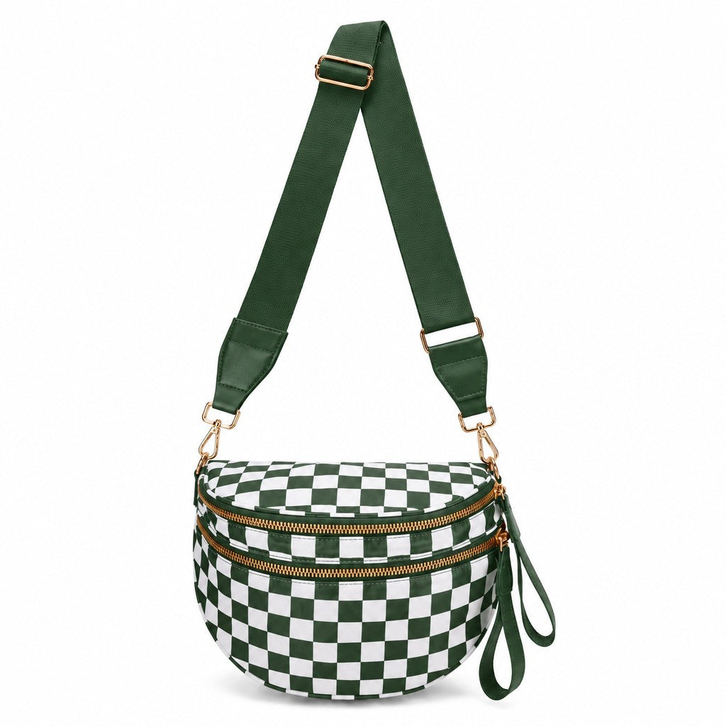Trendy Checkerboard Nylon Crossbody Bag