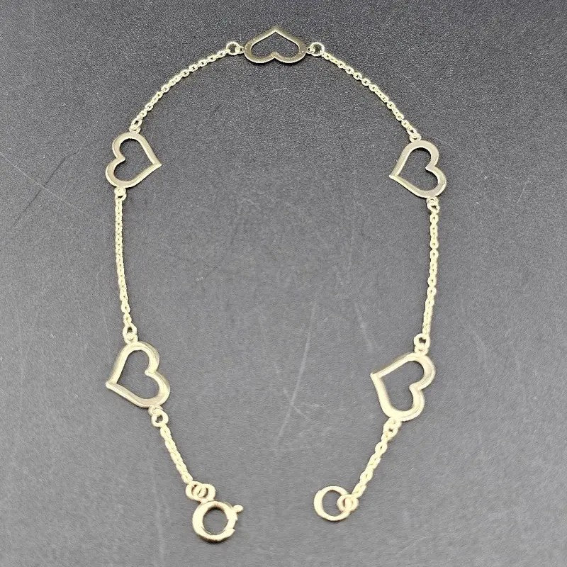 14k Dainty Cascading Open Heart Bracelet