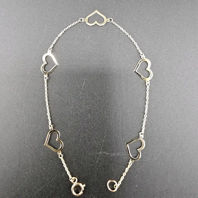 14k Dainty Cascading Open Heart Bracelet