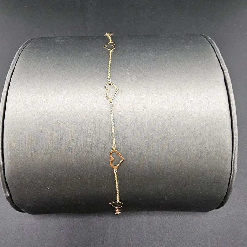 14k Dainty Cascading Open Heart Bracelet