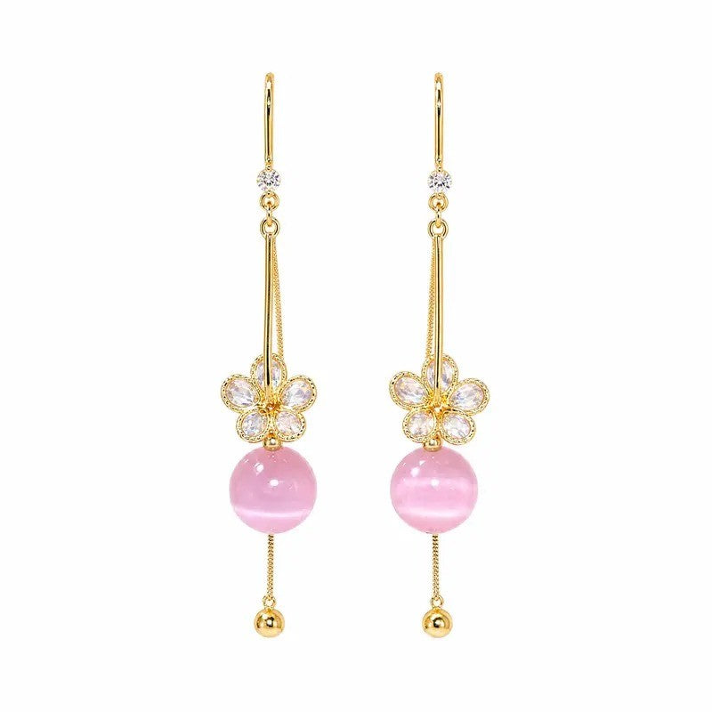 Romantic Pink Flower Drop Earrings