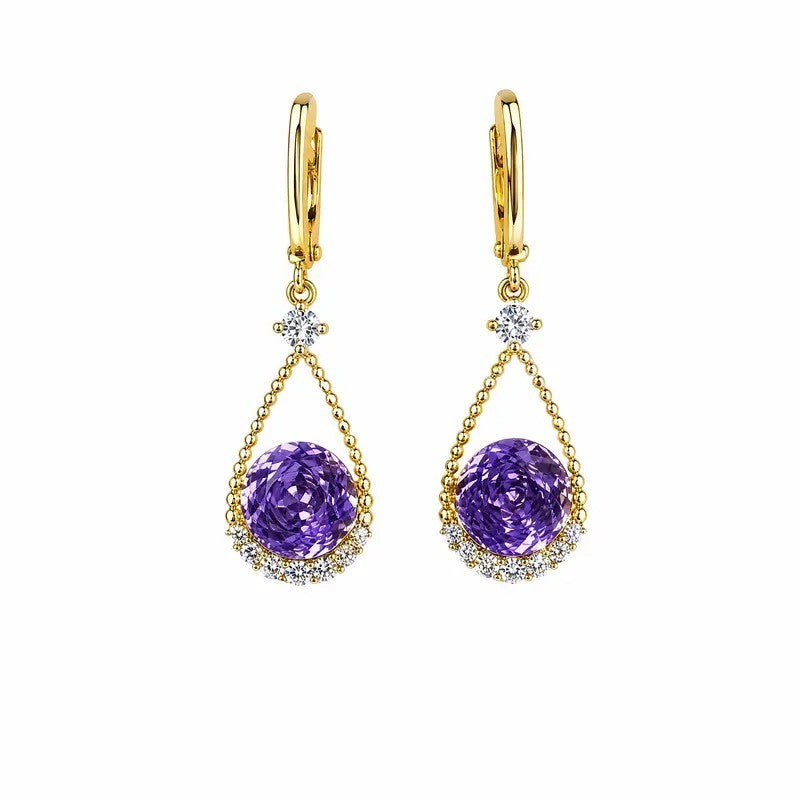 Classy Purple Teardrop Zircon Drop Earrings