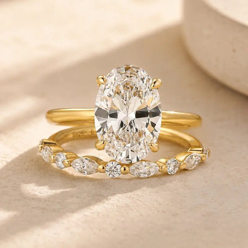 2pc Classy Oval Cut Bridal Ring Set