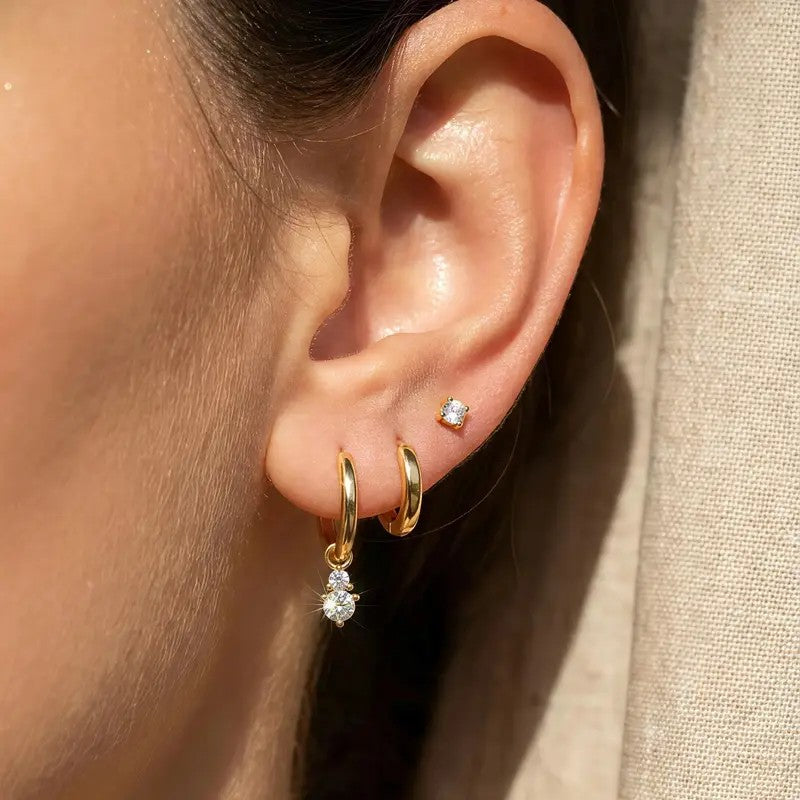 S925 Classy Moissanite Drop Hoop Earrings