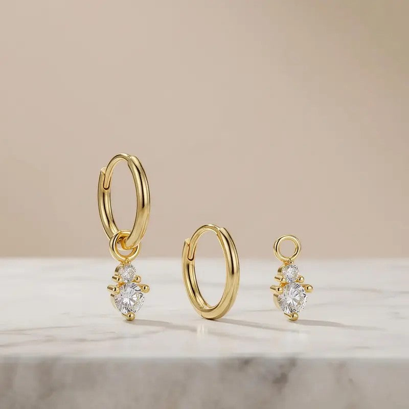 S925 Classy Moissanite Drop Hoop Earrings