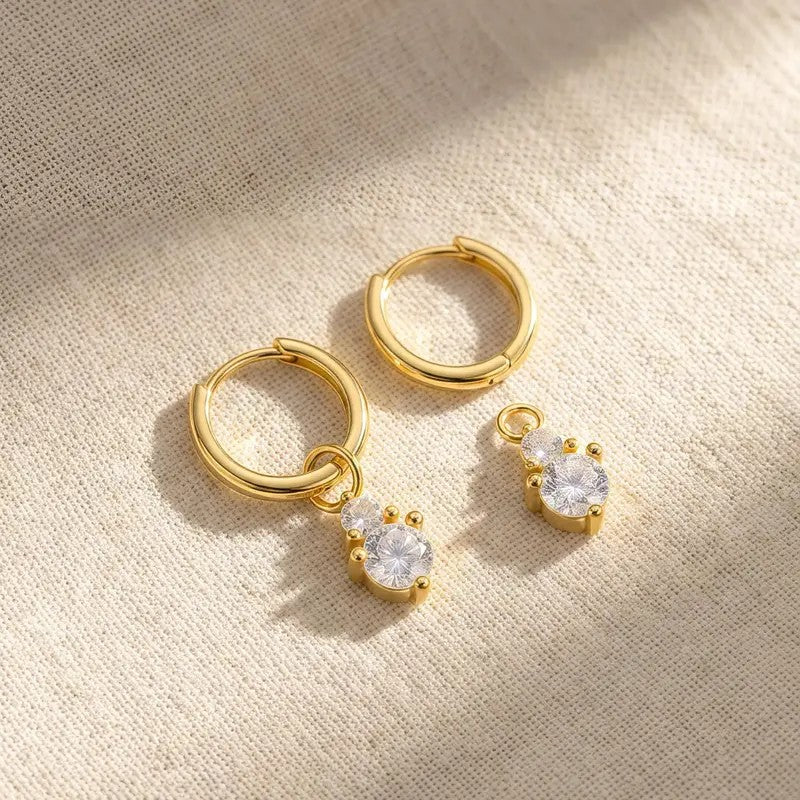 S925 Classy Moissanite Drop Hoop Earrings