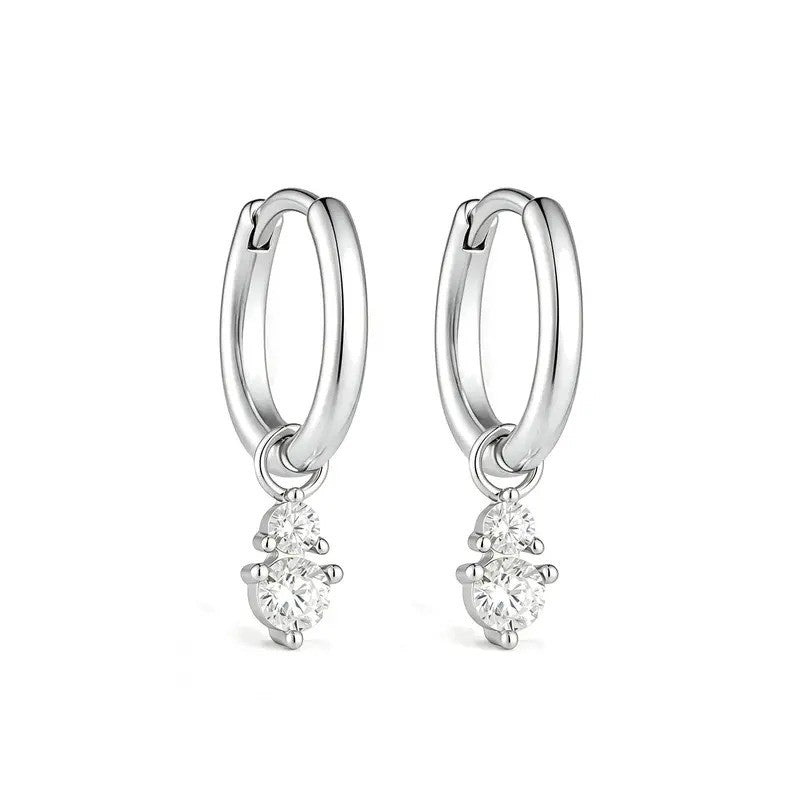 S925 Classy Moissanite Drop Hoop Earrings