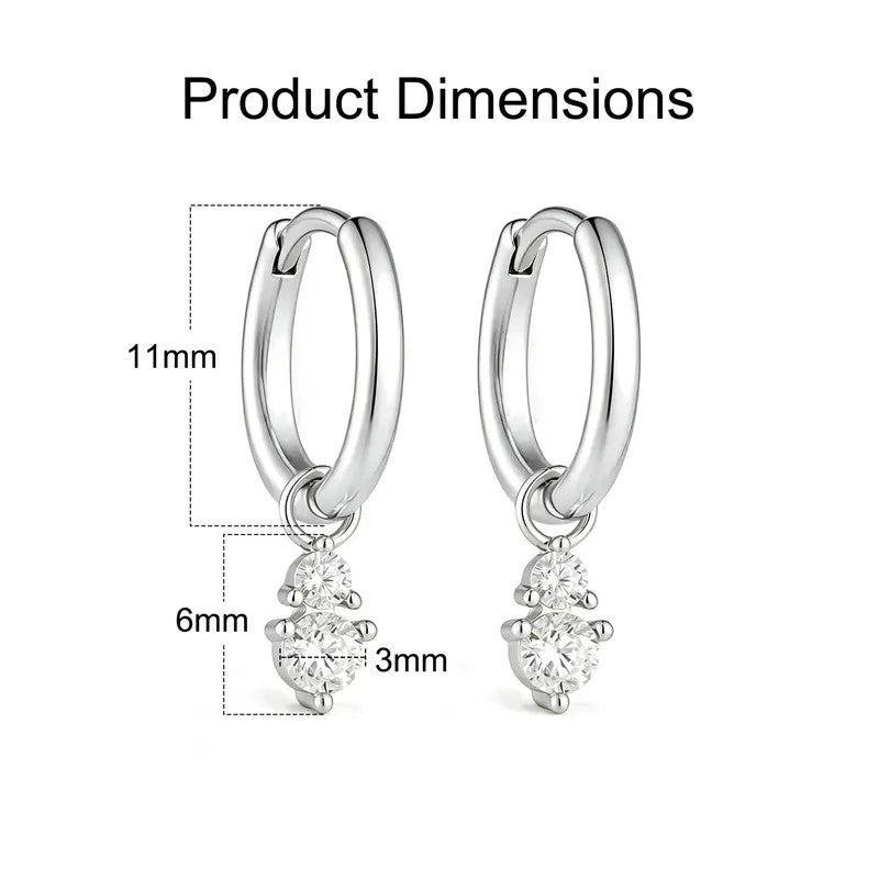 S925 Classy Moissanite Drop Hoop Earrings