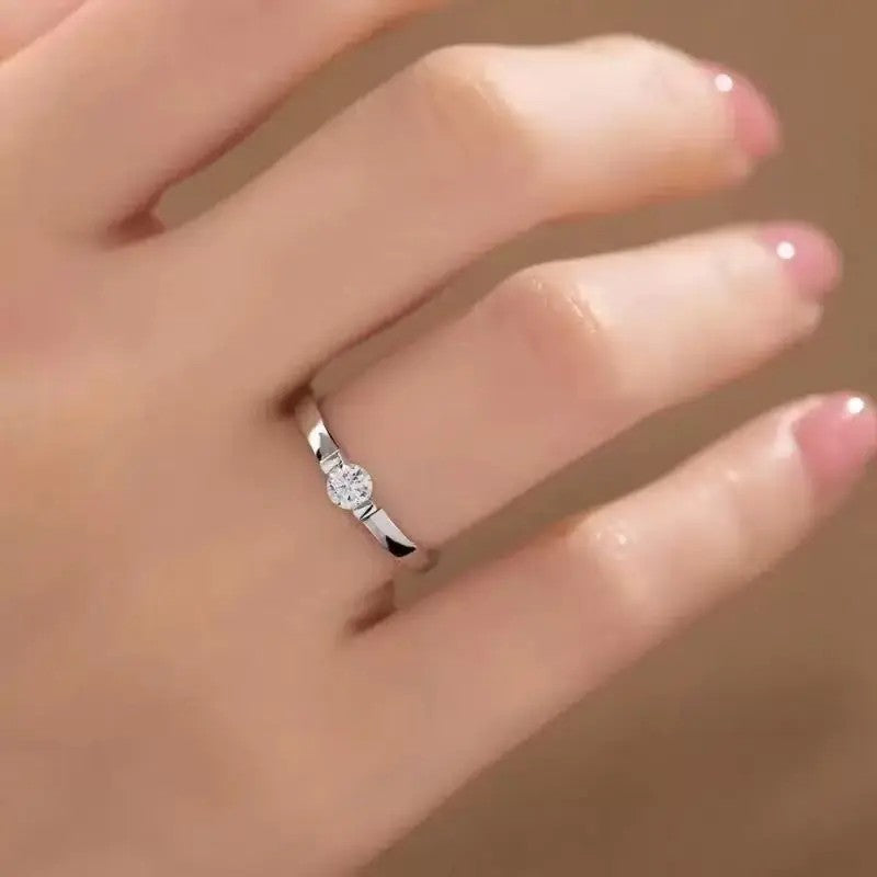 Classy Round Zircon Solitaire Ring