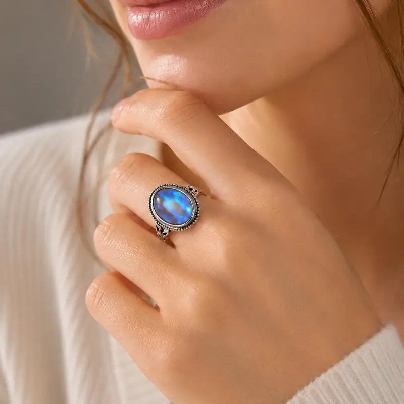 Classy Iridescent Oval Statement Ring
