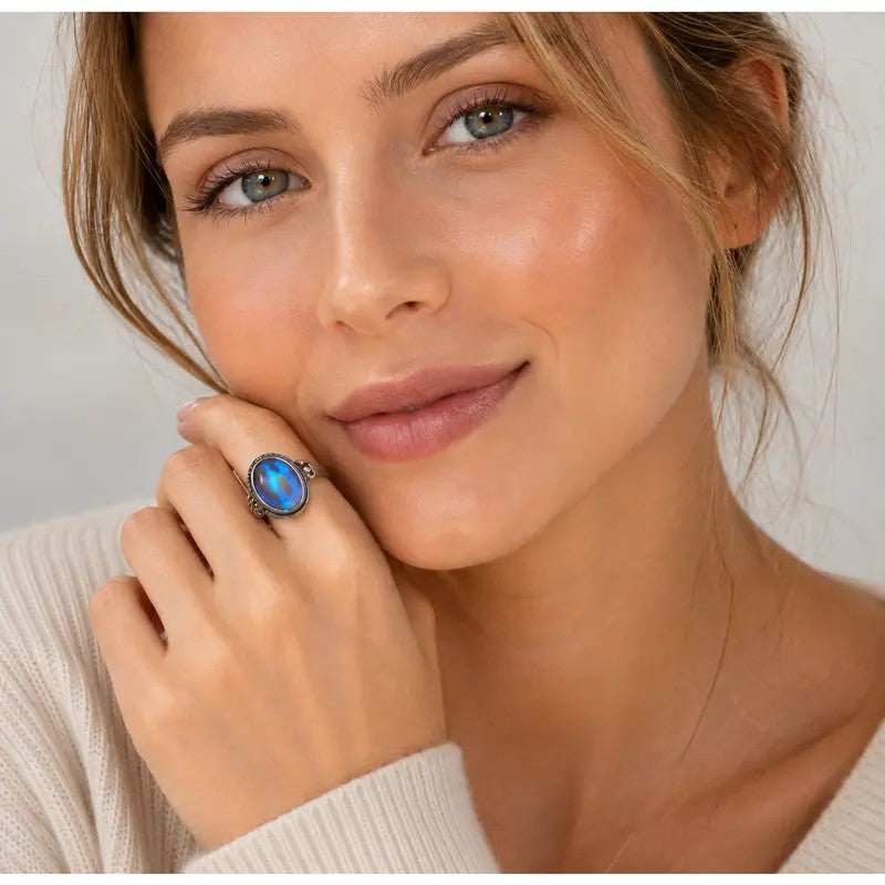Classy Iridescent Oval Statement Ring