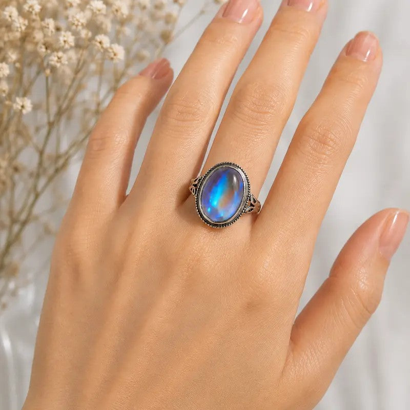 Classy Iridescent Oval Statement Ring