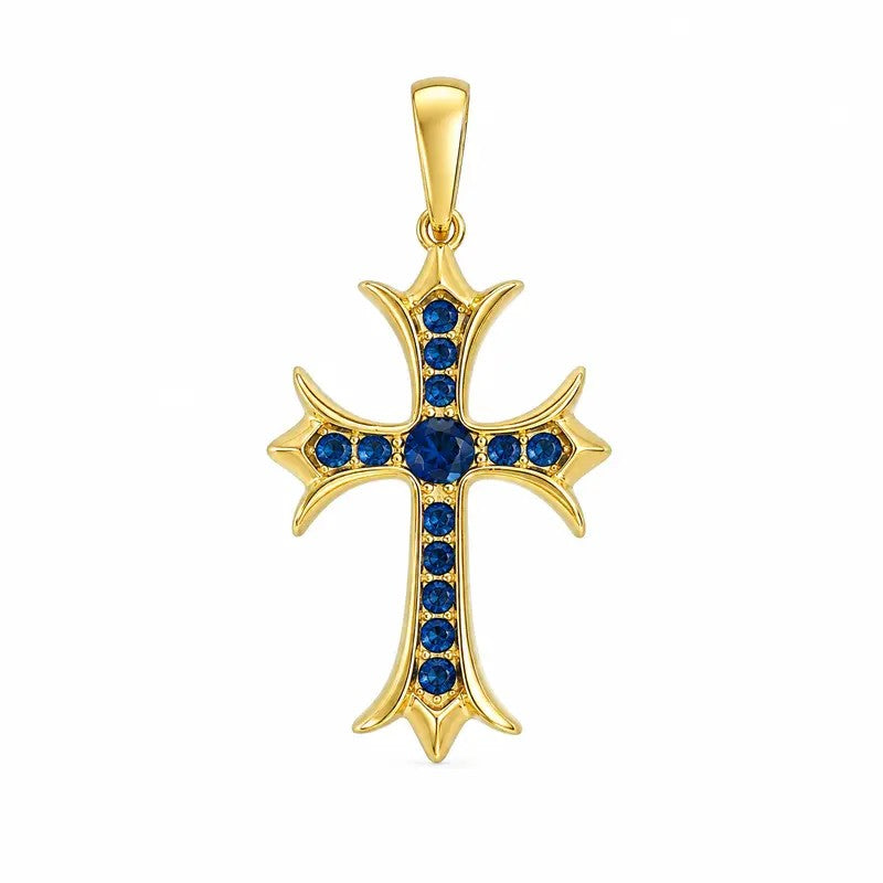 Elegant Blue Zircon Cross Pendant
