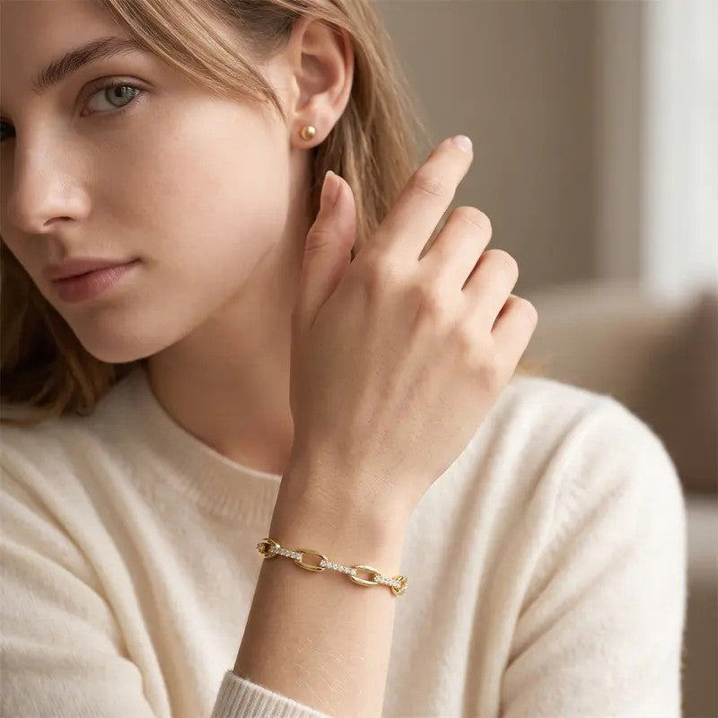 Classy CZ Oval Link Bracelet